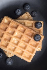 Breakfast with waffles and blueberries