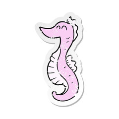 retro distressed sticker of a cartoon seahorse