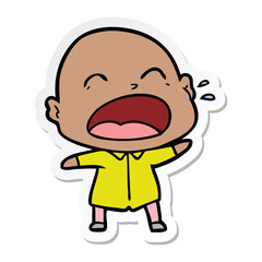 sticker of a cartoon shouting bald man