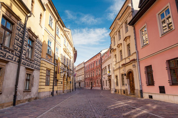 Fototapeta na wymiar Fantastic view of the ancient city Krakow on a sunny day.