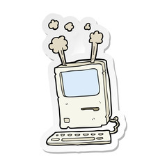 sticker of a cartoon old computer
