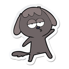 sticker of a cartoon bored dog