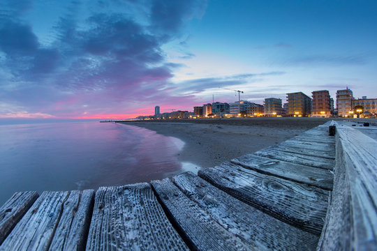 Jesolo spiaggia e Luci suggestive al tramonto