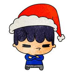 christmas textured cartoon of kawaii boy