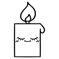 line drawing cartoon lit candle