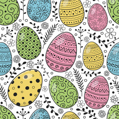 Colorful Easter eggs - seamless pattern. Vector