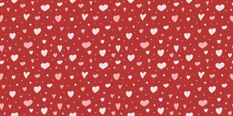 Design of a texture with cute hand drawn hearts. Valentine's Day, Mother's Day and Women's Day. Vector