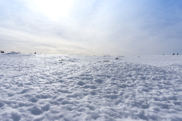 snow landscape with bright sky