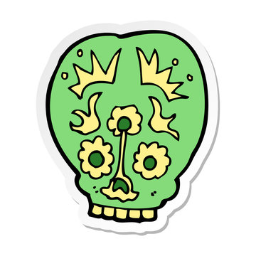 sticker of a cartoon sugar skull