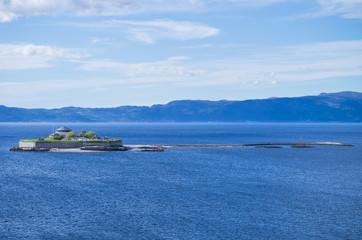 Fototapeta premium Islet Munkholmen north of Trondheim, Norway. Munkholmen is a popular tourist attraction and recreation site.