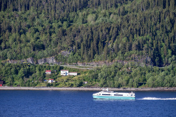 fast ferry in Norwegian fjord