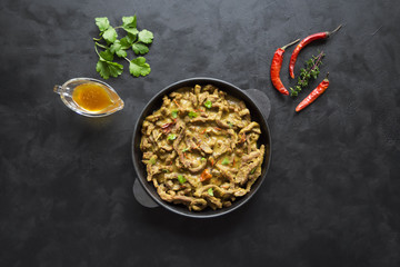 Spicy Indian Beef Curry. Indian dish with meat.