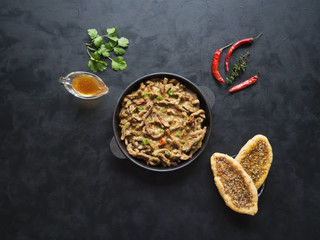 Spicy Indian Beef Curry. Indian dish with meat.