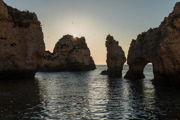 Fototapeta na wymiar Ponta da Piedade or Piety's Point is a rock formation along the coastline of Lagos, in Algarve, Portugal 