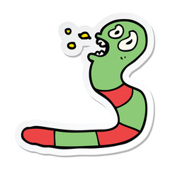 sticker of a cartoon frightened worm