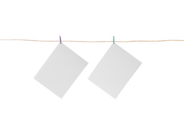 Blank Cards Hanging on Clothesline     