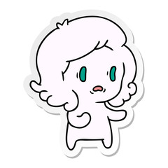 sticker cartoon of kawaii scary ghost