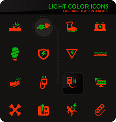 High voltage icons set