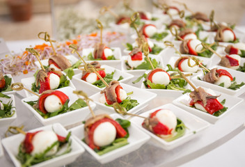 Anchovies tomato mozzarella finger food