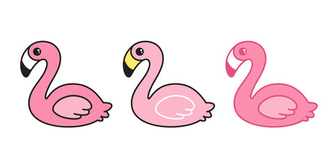 pink flamingo vector set Cartoon Cute flamingos collection character animal exotic nature wild fauna illustration
