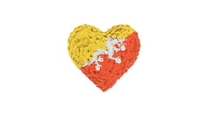 Bhutan National Day. December 17. Flowers forming heart shape. 3D rendering.
