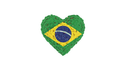Brazil National Day. September 7. Independence Day. Flowers forming heart shape. 3D rendering.
