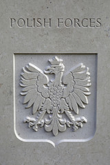 polish forces symbol on monument at municipal cemetery in Amsterdam, The Netherlands