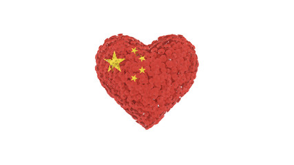 China National Day. October 1. Flowers forming heart shape. 3D rendering.