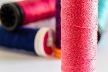 close-up on sewing thread spool