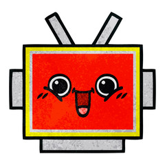 retro grunge texture cartoon robot head