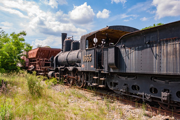 Obraz premium Dampflokomotive seitlich auf Abstellgleis 