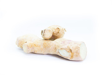 natural organic ginger on white background