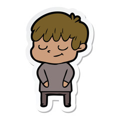 sticker of a cartoon happy boy