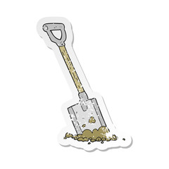 retro distressed sticker of a cartoon shovel in dirt