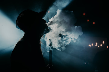 smoke with hookah silhouette