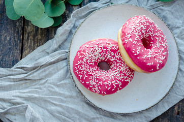 Donuts with pink icing
