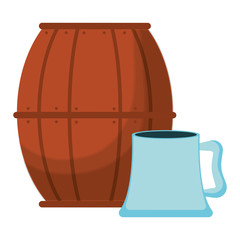 beer wooden barrel and jar
