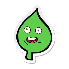 sticker of a cartoon happy leaf