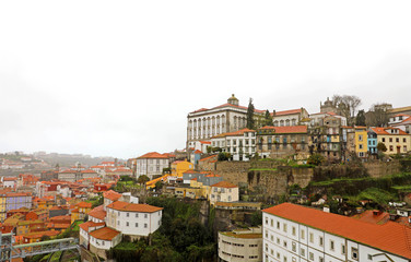 Panoramic view of old Porto Oporto city and Ribeira, Portugal