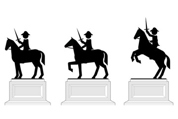 Various poses of pictographic equestrian statues