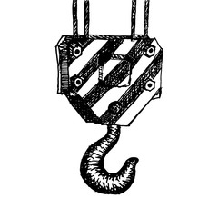 crane hook illustration hand drawn isolated on white