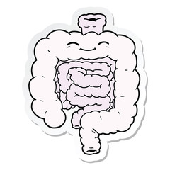 sticker of a cartoon intestines