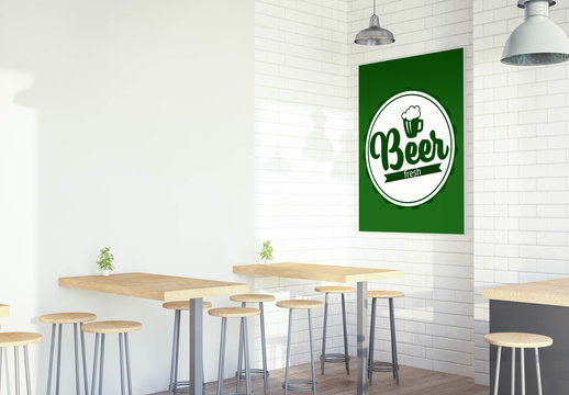 Poster on Bar Wall Mockup