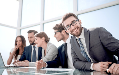 businessman sitting at a business meeting in the office.