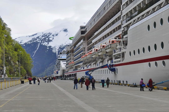 Cruise Ship In Port Of Skagway, Alaska, USA