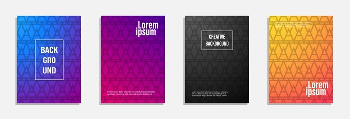 Naklejka premium Colorful and modern cover design. Set of geometric pattern background
