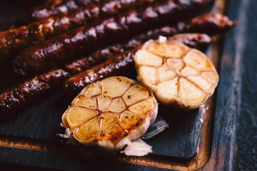 beer snacks. bar table. restaurant, pub, oktoberfest. variety of delicious appetizers. homemade grilled sausages. friday party atmosphere, craft brewery concept