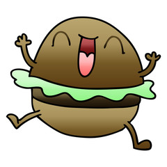 quirky gradient shaded cartoon happy burger