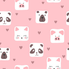 Seamless cute animals pattern. Baby print.