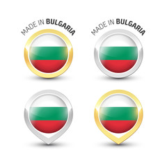 Obraz premium Made in Bulgaria - Round labels with flags